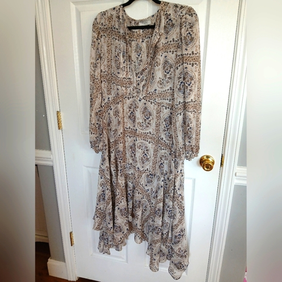 Dress Forum Women’s Boho sheer Paisley Dress Size M festival ruffle - Picture 1 of 7